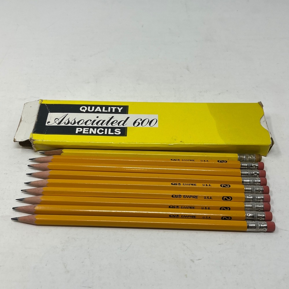 Vintage Empire Associated 600 No 2 Pencils Yellow USA Made 12 N5-620 Medium Soft